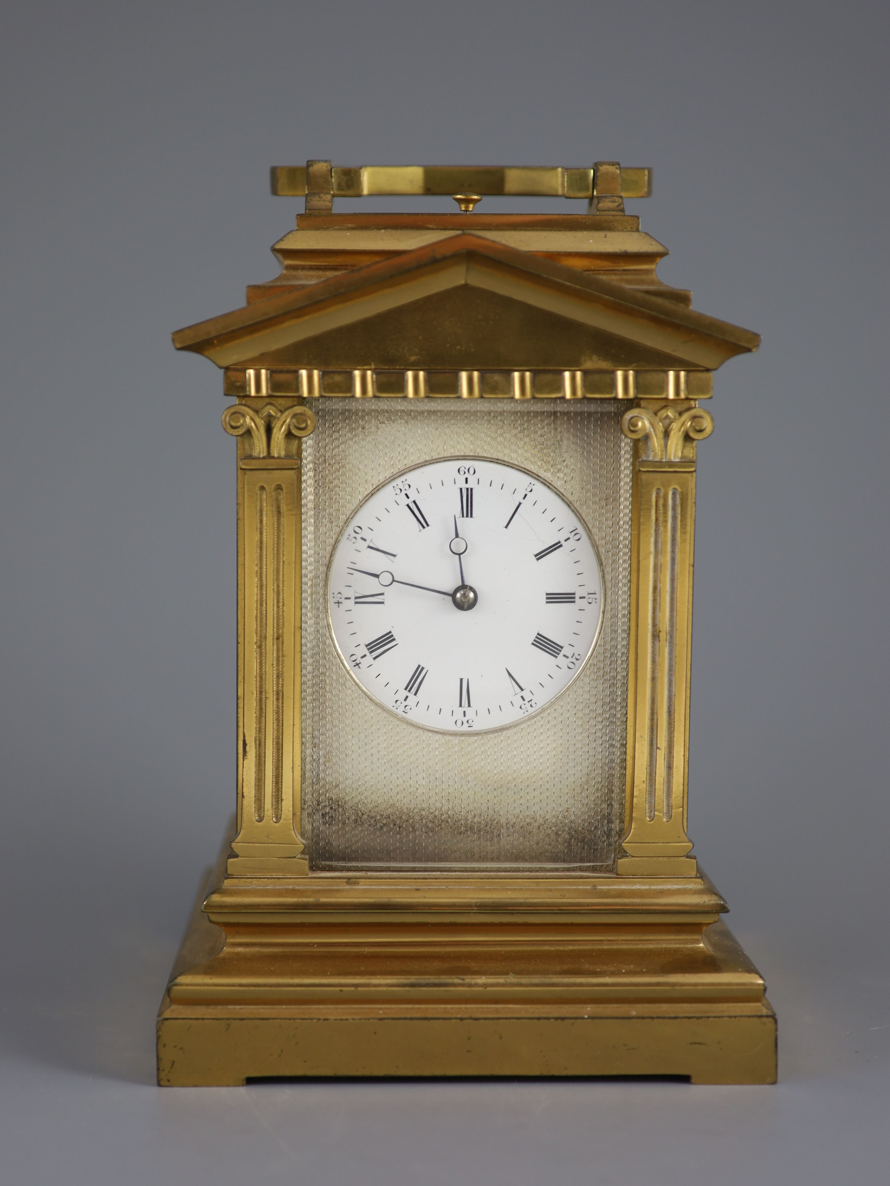 A large hour repeating architectural cased carriage clock, late 19th century 25cm high